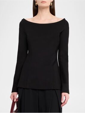 Favorite Daughter Black Boatneck THE COLD SHOULDER TOP